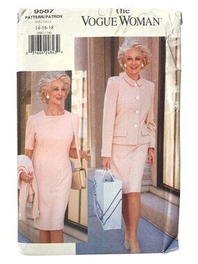 Vogue 9587 Misses Semi Fitted Jacket & Tapered Dress Uncut Size 14 16 18